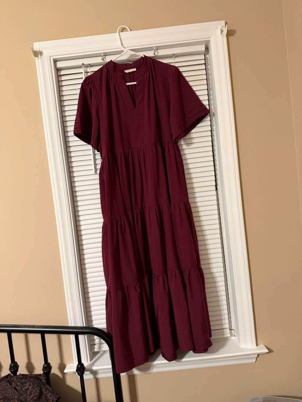 entro Burgundy Tiered Maxi Dress